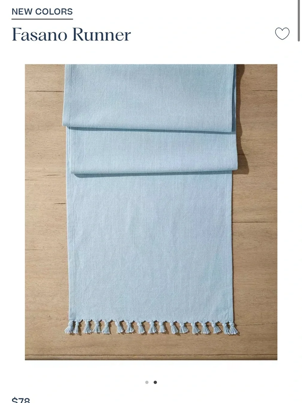 Serena & Lily Fasano Table Runner with Tassels - Coastal Blue 16”x108”